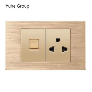 Enchufe de pared de aluminio cepillado gris, sin conexión a tierra, estándar tailandés, con interruptor, puerto USB tipo C para computadora. - Product Image 5