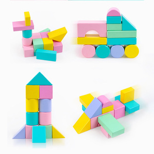 Classic Wood Large Particle Diy Building Blocks Stacking Sets Toy Macaron Montessori Educational Learning Toys Kids Boys Girls - Product Image 4