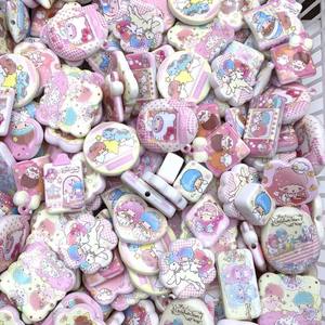 Accessoires de perles tendance en acrylique Gemini Star à trous traversants, imprimés recto-verso, série à thème, pour chaîne de téléphone, sac à main, pièces de bricolage - Product Image 1