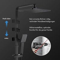 Système de douche avec thermostat, ensemble de mitigeur de douche pluie en acier inoxydable 304, robinet thermostatique de baignoire en cuivre pour salle de bain