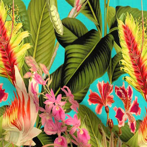 Tessuto 100% Rayon Estivo Hawaiano Tropicale con Stampa Giungla e Isola, Motivo Foglie di Palma Floreali, Tecnica Tessuta per Abiti da Bambina - Product Image 6