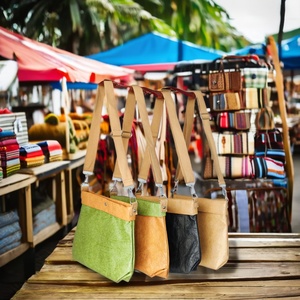 Custom Eco-friendly Recycled Waterproof Crossbody Reusable Heavy-duty Rip-stop Kraft Paper Tote Bag Zipper Open Bohemian Fashion - Product Image 1