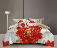 Ensemble de draps de lit à impression numérique 5D Panel Rose Design avec tissu en polyester