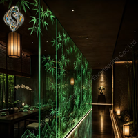 Cloison décorative moderne en verre artistique gravé, écologique et personnalisable pour hôtel, villa, bureau, salle à manger, salon