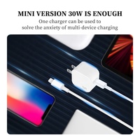 GaN Technology pengisi daya ponsel USB dinding Mini 30W, pengisi daya PD cepat untuk ponsel MacBook dan iPad