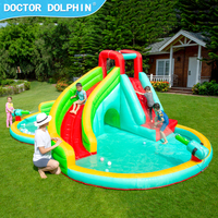 Château gonflable aquatique Doctor Dolphin pour enfants, toboggan gonflable, structure de jeux gonflable pour 4 personnes, usage domestique