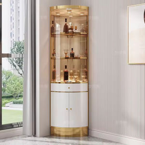 Meuble d'appoint moderne pour salon, meuble à vin, meuble d'angle de luxe léger, en <span class=keywords><strong>bois</strong></span> massif <span class=keywords><strong>et</strong></span> verre, <span class=keywords><strong>petit</strong></span> meuble de rangement pour la maison, Hôpital - Product Image 5