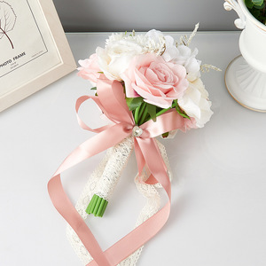 Ramo de Flores Artificiales de Seda Moderno y Sencillo de 26 cm, Casi Natural, de Alta Simulación para Decoración de Bodas - Product Image 4