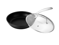 Poêle à frire moderne en aluminium antiadhésive de 24 cm avec couvercle en verre, compatible avec les plaques à induction, sans PFOA, pour la cuisine à domicile, poignée en acier inoxydable