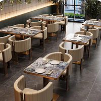 Ensemble de table et de chaises en quartzite minimaliste haut de gamme, facile à nettoyer, pour usage commercial, ensemble de meubles de restaurant en acier inoxydable