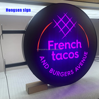 Enseigne lumineuse ronde extérieure en acrylique et acier Hongsen, enseigne publicitaire 3D LED, enseigne de magasin