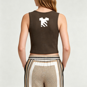 Wholesale Ladies Cotton <b>Crop</b> <b>Tops</b> Custom Screen Print Logo Breathable Casual High Quality Women's Tank <b>Top</b> Ribbed Cotton Singlet - Product Image 4