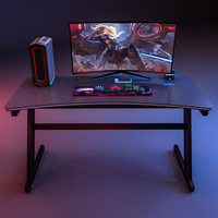 Precio al por mayor de alta calidad Cool RGB Light Gaming Desk Z Shaped Large Black Computer Desk Home Office Gaming Table para PC