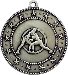 Banco gravado Antique bronze wrestling Medalhas com fita 3d esportes costume gravado metal medalhões