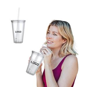 2026 Wholesale Plastic Straw <b>Cup</b> Transparent Multi-color Plastic Unique Straw <b>Cup</b> for Advertising - Product Image 1