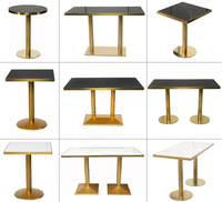 Table à manger de luxe de haute qualité garniture dorée pied en acier inoxydable marbre poli pour restaurant ensemble de table à manger café