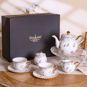 Service à thé de l'après-midi <span class=keywords><strong>en</strong></span> céramique colorée de style pastoral Secret Garden, luxe léger et rétro, avec tasses, soucoupes, théière et sucrier - Product Image 6