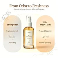 Semprotan Cologne Hewan Peliharaan Label Pribadi Aroma Segar Tahan Lama Parfum Perawatan Lembut untuk Anjing dan Kucing Penghilang Bau Harian