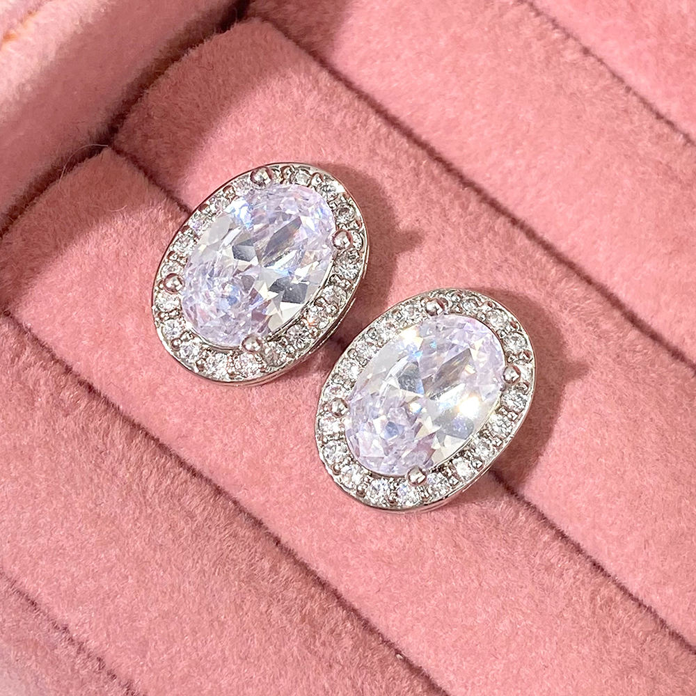 Rhodium plated white stone