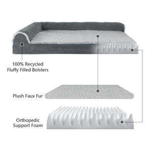 Profesyonel özelleştirme su geçirmez çıkarılabilir yıkanabilir kapak ortopedik köpek yatağı büyük köpekler için Ultra peluş Faux kürk pet yatak - Product Image 5