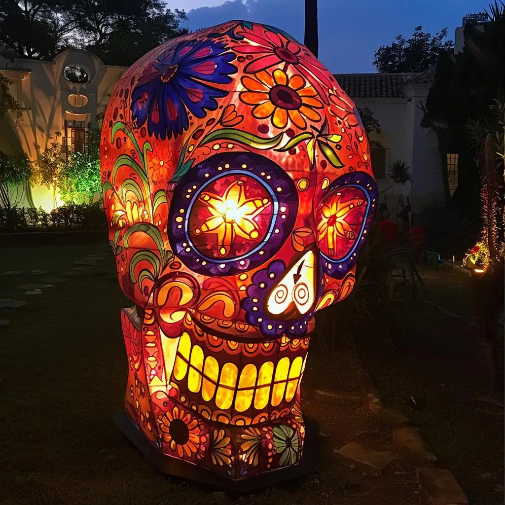 أضواء ديكورية لعيد الموتى المكسيكي للبيع بالجملة أضواء led ضوئية تجارية كبيرة لتزيين جمجمة الجسم