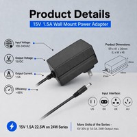 15V 1500mA AC DC Anahtarlama Güç Adaptörü Robot Flowbee Monitör Kablosuz Yönlendirici Güvenlik Ses Video 15V 1.5A Güç Adaptörü