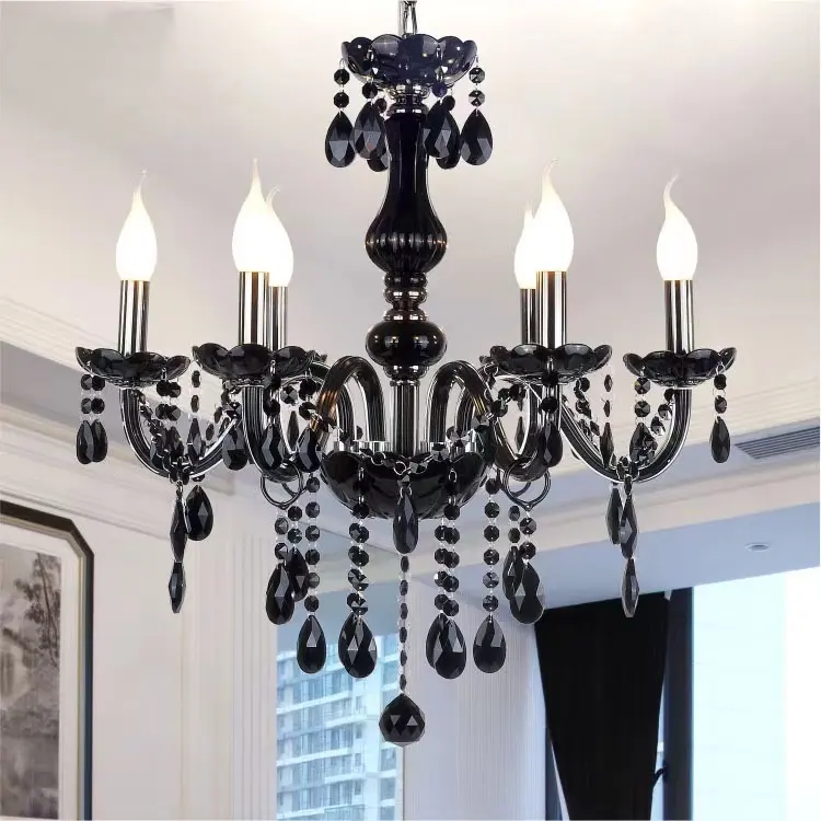 European Black Crystal Chandelier Living Room Cheap Price Crystal pendant lamp for Living room hanging Chandeliers pendant light