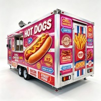 Remorque alimentaire mobile entièrement équipée pour hot-dogs, chariot commercial remorquable pour la vente de hot-dogs et frites, idéal pour les activités de restauration de rue en extérieur.