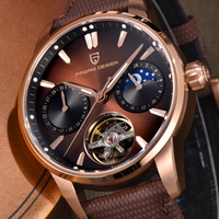 Montres pour hommes PAGANI DESIGN PD-YS021, montre mécanique automatique, tourbillon, montre en cuir PU, étanche, montre-bracelet