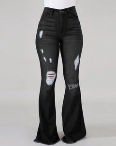 Nuovi Jeans a Zampa d'Elefante Blu Vintage con Vita Alta Elasticizzata e Gamba Lunga per <span class=keywords><strong>Donna</strong></span> - Product Image 4
