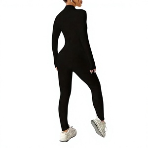 Custom LOGO <b>Women's</b> Sports Bodysuit & Jumpsuit Half Zip Yoga Fitness Athletic Apparel One Piece Sports Legging <b>Rompers</b> - Product Image 6