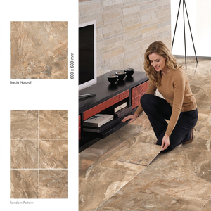 Baldosas de Porcelana con Efecto Mármol Natural Breccia, 600x600mm, Revestimiento Cerámico Esmaltado - Product Image 1