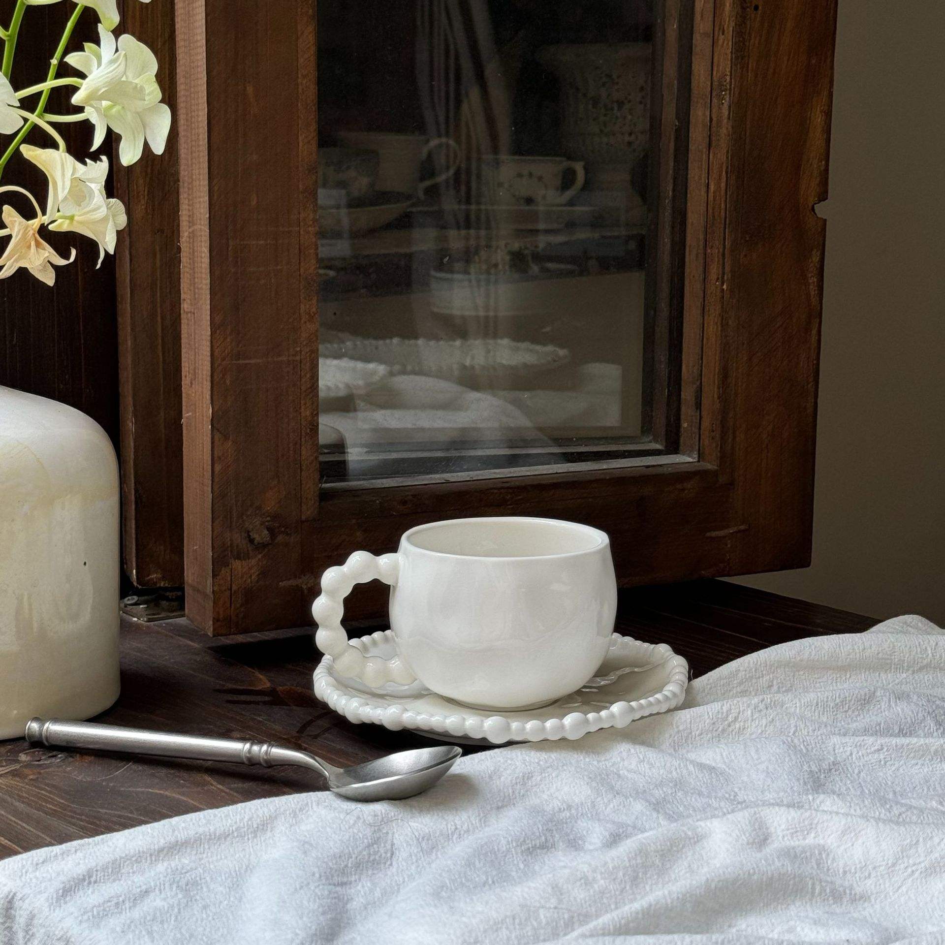 Pearl cup and saucer 300ml 16cm plate