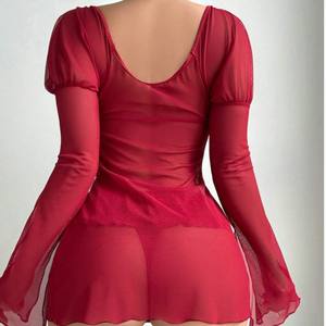 透视新款情趣内衣性感网眼透视长袖狭缝蕾丝外套情趣内衣套装 - Product Image 2