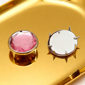 Factory <strong>Custom</strong> Zinc Alloy Flower Shape Polished Magnetic Snap <strong>Button</strong> Rhinestone Rivets Claws <strong>Crystal</strong> Studs <strong>Custom</strong> Color Leather - Product Image 4