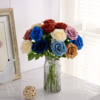 Bouquets de feuilles artificielles en soie bleu marine faits à la main, longue durée, pour arrangements de mariage, bouquets de mariée