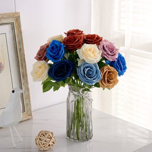 Bouquets <span class=keywords><strong>de</strong></span> feuilles artificielles en soie bleu marine faits à la main, longue durée, pour arrangements <span class=keywords><strong>de</strong></span> mariage, bouquets <span class=keywords><strong>de</strong></span> <span class=keywords><strong>mariée</strong></span> - Product Image 3