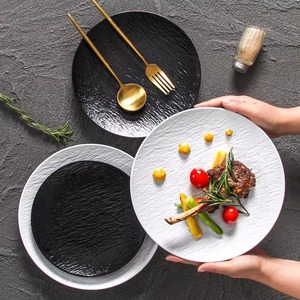 Creative Snack Stone Patterned Shallow Relief Pasta <b>Plate</b> Western Style Steak <b>Plate</b> <b>Melamine</b> Tableware Restaurant Dessert <b>Plate</b> - Product Image 3