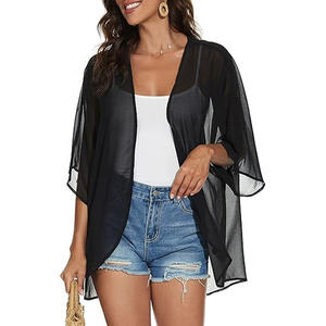 Cardigan <span class=keywords><strong>Kimono</strong></span> con stampa floreale OEM Factory da <span class=keywords><strong>donna</strong></span> con stampa floreale stile Casual Top Cardigan - Product Image 5