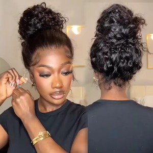 Perruque HD 360 Full Lace Cheveux Humains Brésiliens Bouclés Profonds, Prédécoupée Sans Colle, Ajustement Parfait, Cordon de Serrage, Onde d'Eau - Product Image 4