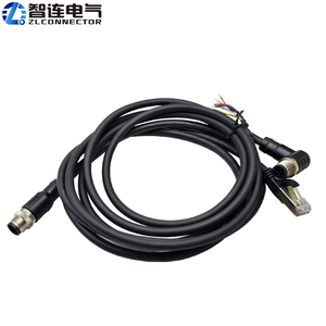 Câble de capteur à surmoulage M12 à angle droit, 2-8 broches, 1/3/5 mètres, étanche IP67, contacts en laiton plaqué or, câble vert/noir - Product Image 3