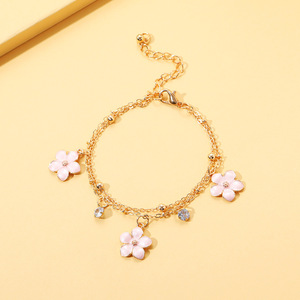 Bracciale regolabile gioielli per bambini e donne alla moda classico placcato <span class=keywords><strong>oro</strong></span> lega catena bracciale a catena fiore - Product Image 6