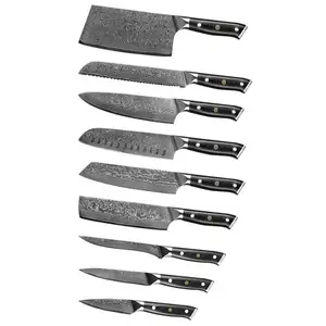 9-piece set VG10 Damascus Steel Set Knife Western Style Chef's Knife Bread knife