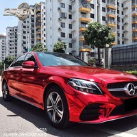 MIROIR CHROME ROUGE Wrap pour Voiture Miroir Placage Vinyle Autocollant Décalque Corps Film Couvrant Auto Brillant Feuille Papier Rouleau 1.52*18 mètre