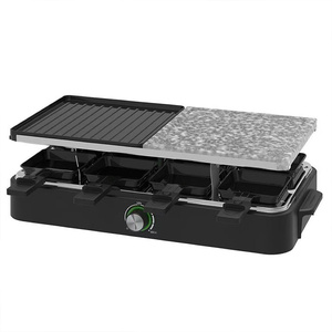 Grill électrique à <span class=keywords><strong>raclette</strong></span> pour 8 personnes, <span class=keywords><strong>appareil</strong></span> à faire fondre le <span class=keywords><strong>fromage</strong></span> avec plaque en pierre, 1400W, barbecue d'intérieur sans fumée, température réglable - Product Image 3