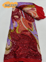 Tissu en dentelle perlée et sequins colorés élégant 2026 de haute qualité pour robes de soirée et robes de fête rétro pour femmes Inmyshop