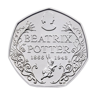 WD-Juego de monedas de valor de colección del Reino Unido, fabricación profesional de fábrica, Beatrix Potter, monedas conmemorativas de 50p