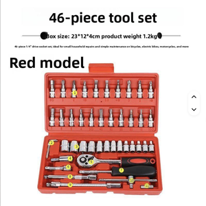 Bộ dụng cụ sửa chữa ô tô tại nhà chuyên nghiệp 46 món, gồm máy mài, máy khoan, dụng cụ cầm tay, bộ cờ lê, cờ lê chỉnh được, đầu nối 1/2 inch, hộp đựng cứng cáp - Product Image 2