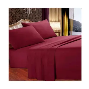 Embroid Hot Sale Microfiber Polyester Super Soft 4 piece Bed Sheet Bedding Set no fluorescent agent solid color bedding sets