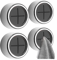 Promotion à bas prix : Porte-serviettes créatif auto-adhésif en plastique, crochets perforés pour torchons de cuisine et salle de bain, et crochets pour vêtements